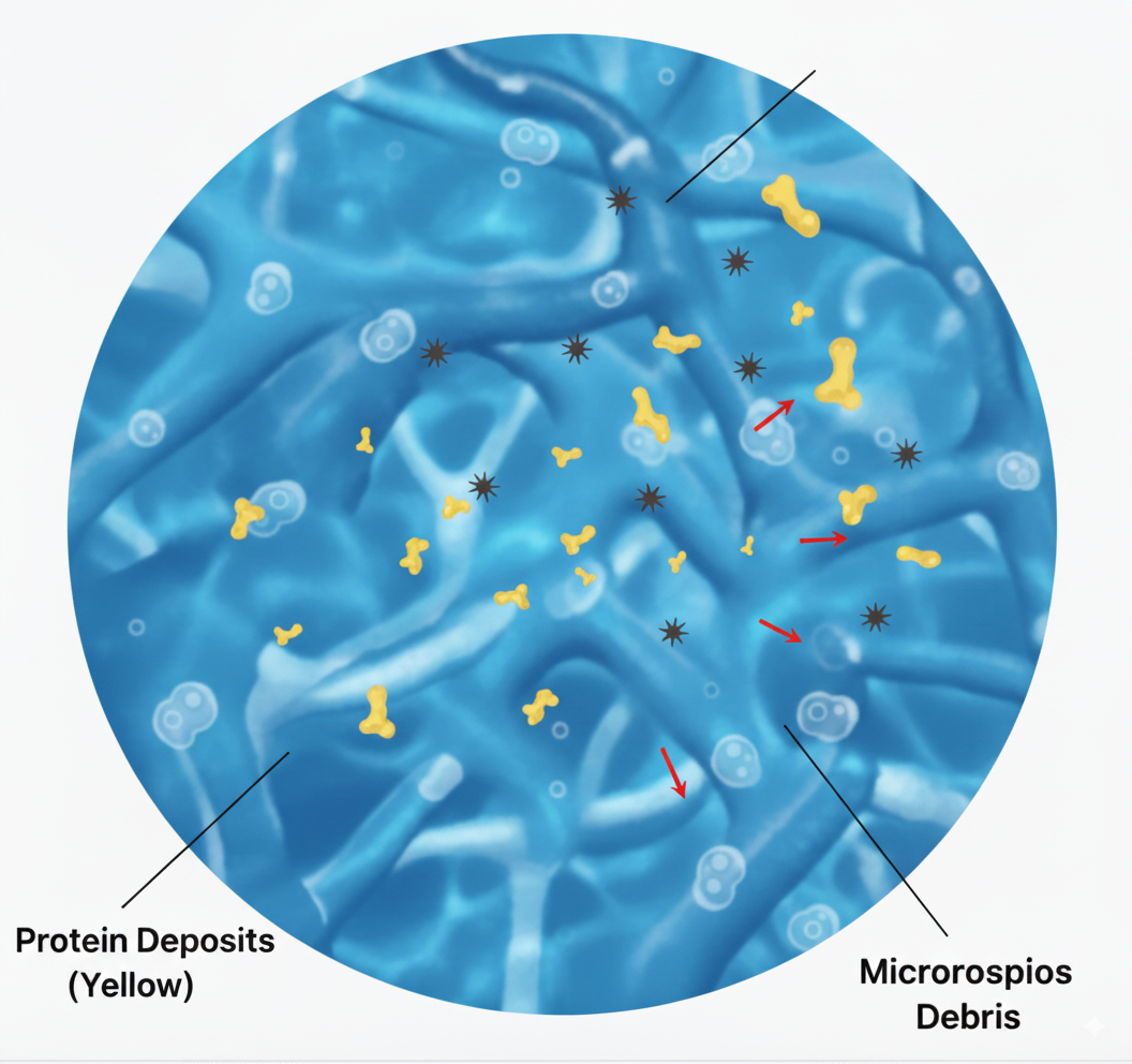 Microscopic view of contact lens pores