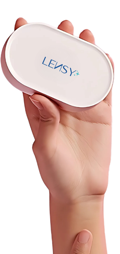 Hand holding Lensy device