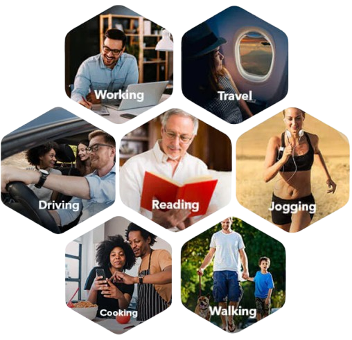 Use Lensy while working, travelling, driving, jogging, cooking or walking
