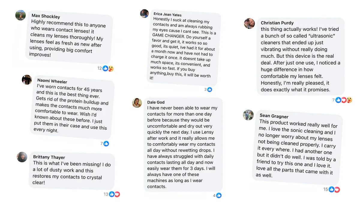 Verified customer Facebook reviews